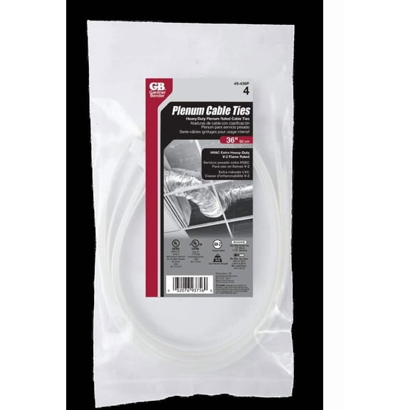 ECM INDUSTRIES LLC 49-436P Plenum Cable Ties, Heavy-Duty, 36-in, 4-Pk. - Quantity 1