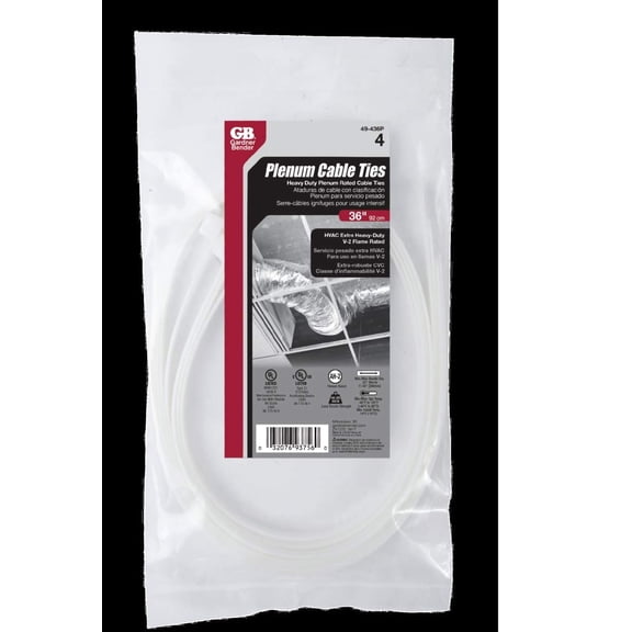 ECM INDUSTRIES LLC 49-436P Plenum Cable Ties, Heavy-Duty, 36-in, 4-Pk. - Quantity 1