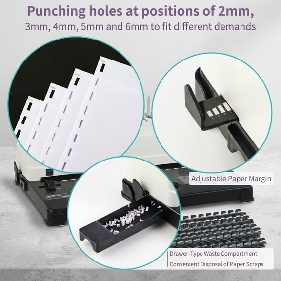 ECO + 1/2" COMBS-U12 12-Sheet Punch Adjustable Margin Binding Machine