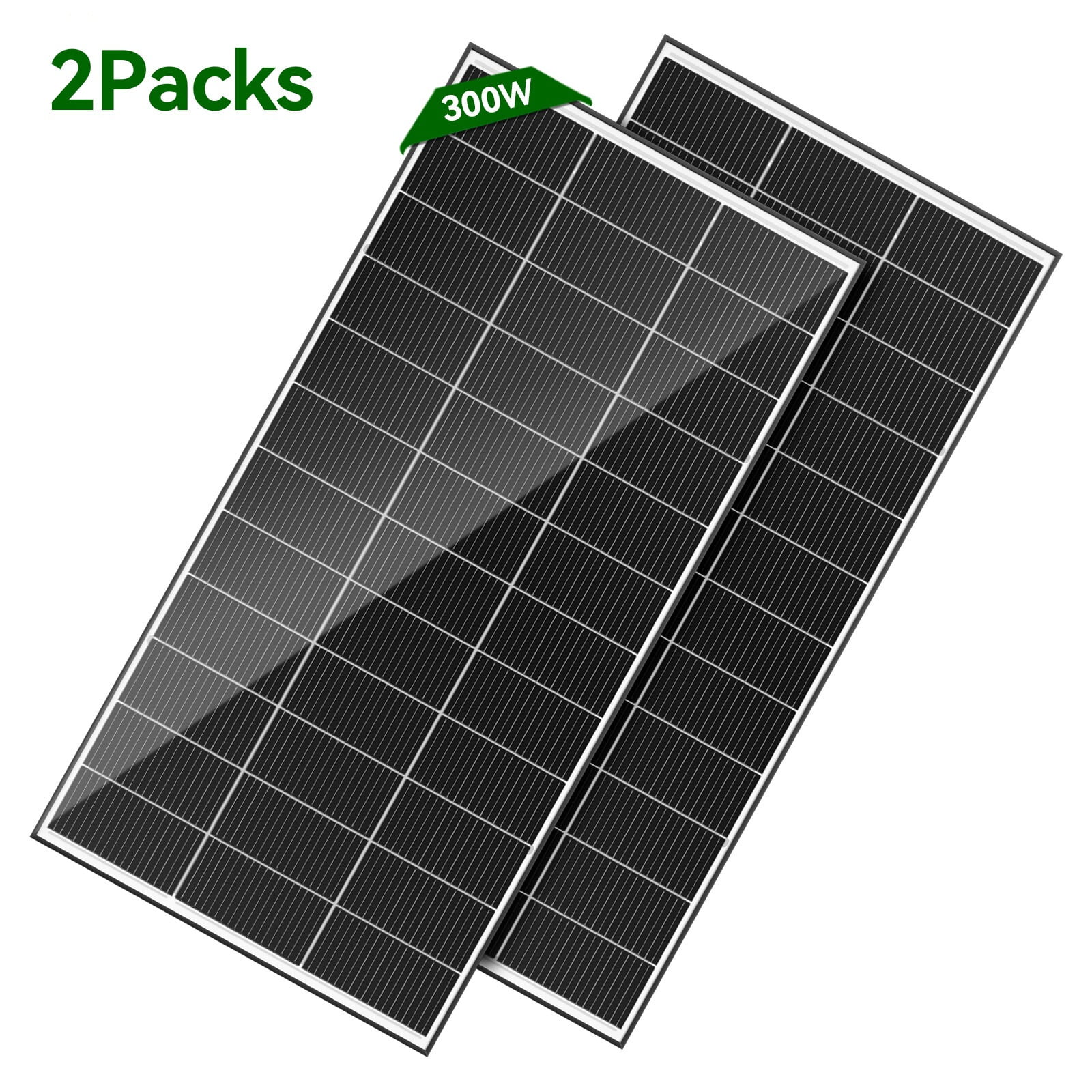 ECO-Baeerss 2PCS 300W N-Type 18BB Bifacial Solar Panel Mono 12/24V Charging Camping Home PV Off-Grid RV Boat