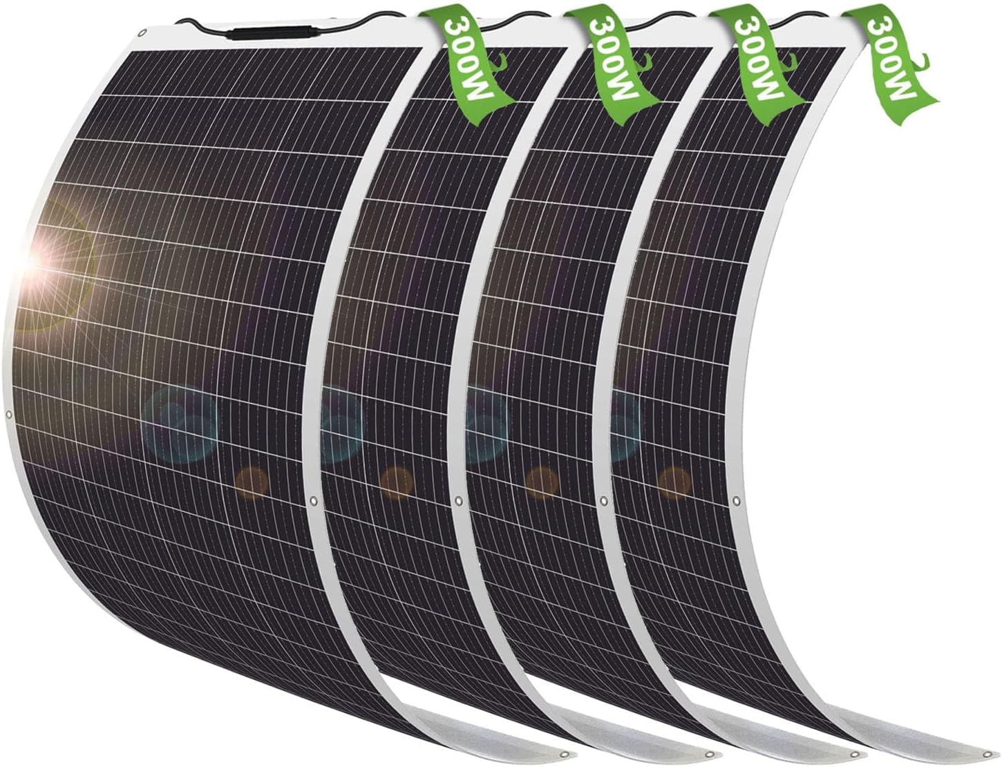 ECO-Baeerss 300W Flexible 12V Solar Panel, 23% High Conversion, 4-Pack ...