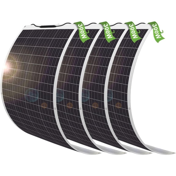 ECO-Baeerss 300W Flexible 12V Solar Panel, 23% High Conversion, 4-Pack-BB