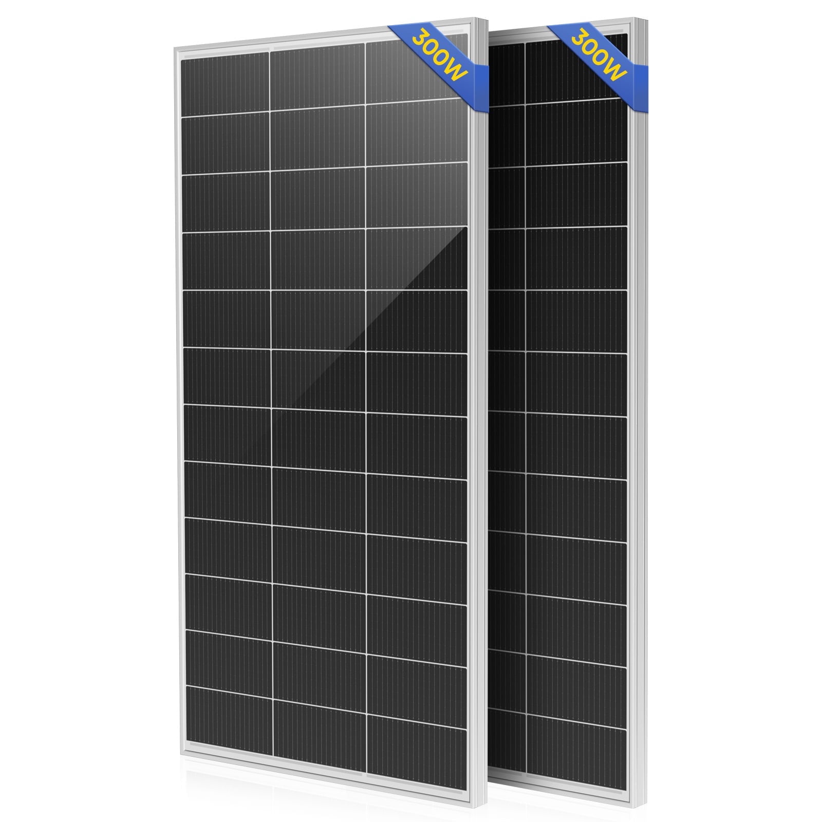 ECO-Baeerss 600W Solar Panels (2 Pack 300W), 24.6% High-Efficiency, 12/24V Monocrystalline for RV Boat Rooftop Car Camping Marine Farm Battery