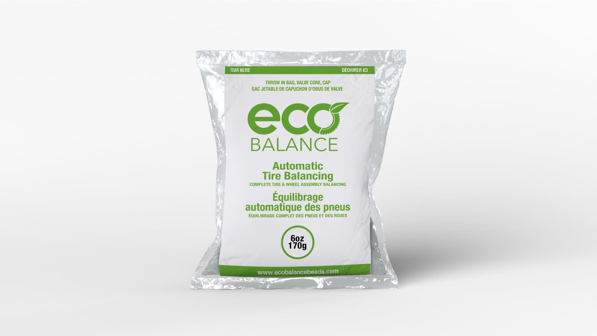 ECO Balance 06-EB4 Centrifugal Force Tire/Wheel Balancing Beads - Off-Road Vehicles, Light Duty Truck Tires, (4) 6oz Balance Bead Bags, (4) Valve Caps and Cores