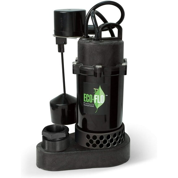 ECO-FLO Products SPP33V Thermoplastic Sump Pump with Vertical Switch, 1/3 HP, 3,600 GPH