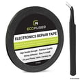 thumbnail image 1 of ECO-FUSED ADHESIVE STICKER TAPE FOR USE IN CELL PHONE REPAIR - 2MM TAPE - ALSO INCLUDING 1 PAIR OF TWEEZERS/ECO-FUSED MICROFIBER CLEANING CLOTH (BLACK, 1 of 3