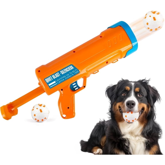 ECO PET SUPPLY Dog Ball Launcher, Upgraded Dog Ball Blaster with 3 ETPU Balls, Interactive Thrower for Medium to Large Dogs, Play Fetch Toy for Dogs for Outdoor Exercise