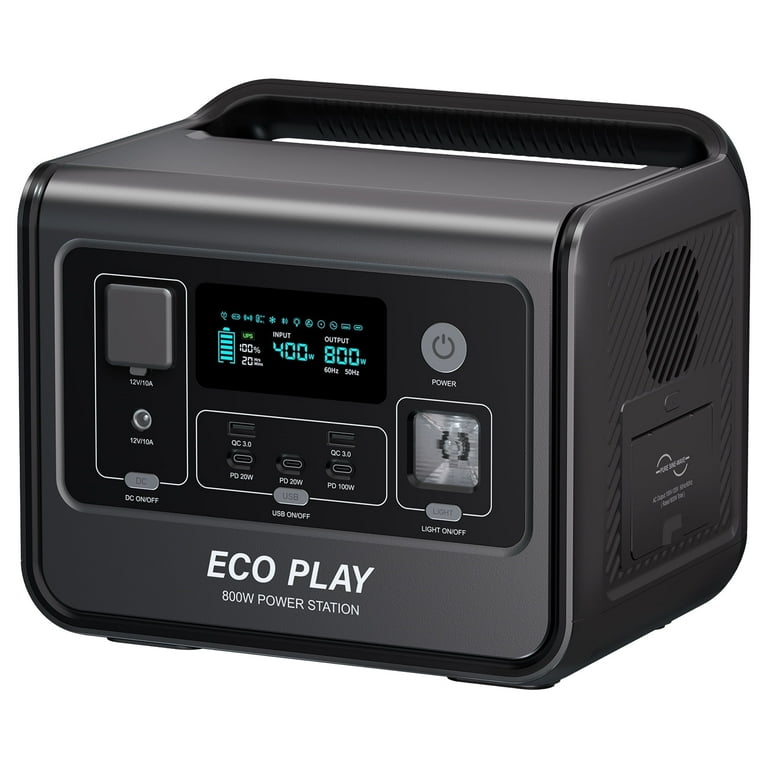Eco Play ポータブル電源 512Wh AC 800Ｗ EP800 Eco Play 800W AC Portable Power Station EP800, 512Wh LiFePO4