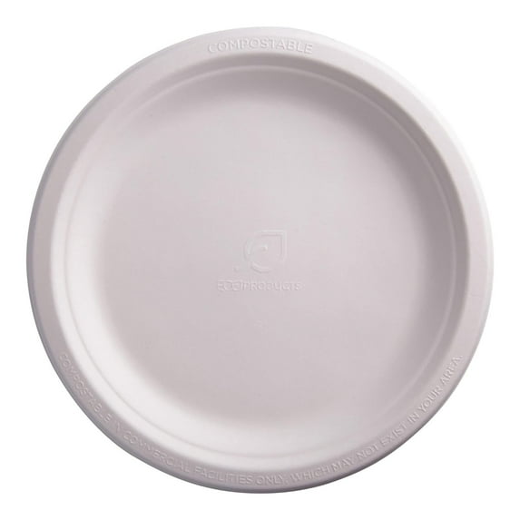 ECO PRODUCTS Compostable 9" Paper Plates, Case of 500, Disposable White Molded Fiber, Round, Tree-Free, Stronger Than Paper & Styrofoam, Renewable Molded Natural Fibers