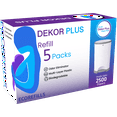 thumbnail image 1 of Dekor Plus Diaper Pail Refill, 5 Refill Liners, 30% Thicker, Leak-Proof, Powder Scent, 1 of 7