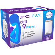 Pack of 9 Refill Liners Compatible with Dekor Plus Pails, 30% Thicker, Leak-Proof, Powder Scent