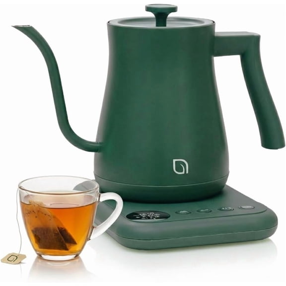 ECO SERIES Gooseneck Electric Kettle with 5 Temperature Presets and Keep Warm Feature, 1L Pour Over for Coffee & Tea, 1200W Quick Heating 100% Stainless Steel Interior Water Heater