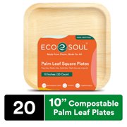 ECOSOUL HOME 10-Inch Palm Leaf Party Plates, Pack of 20