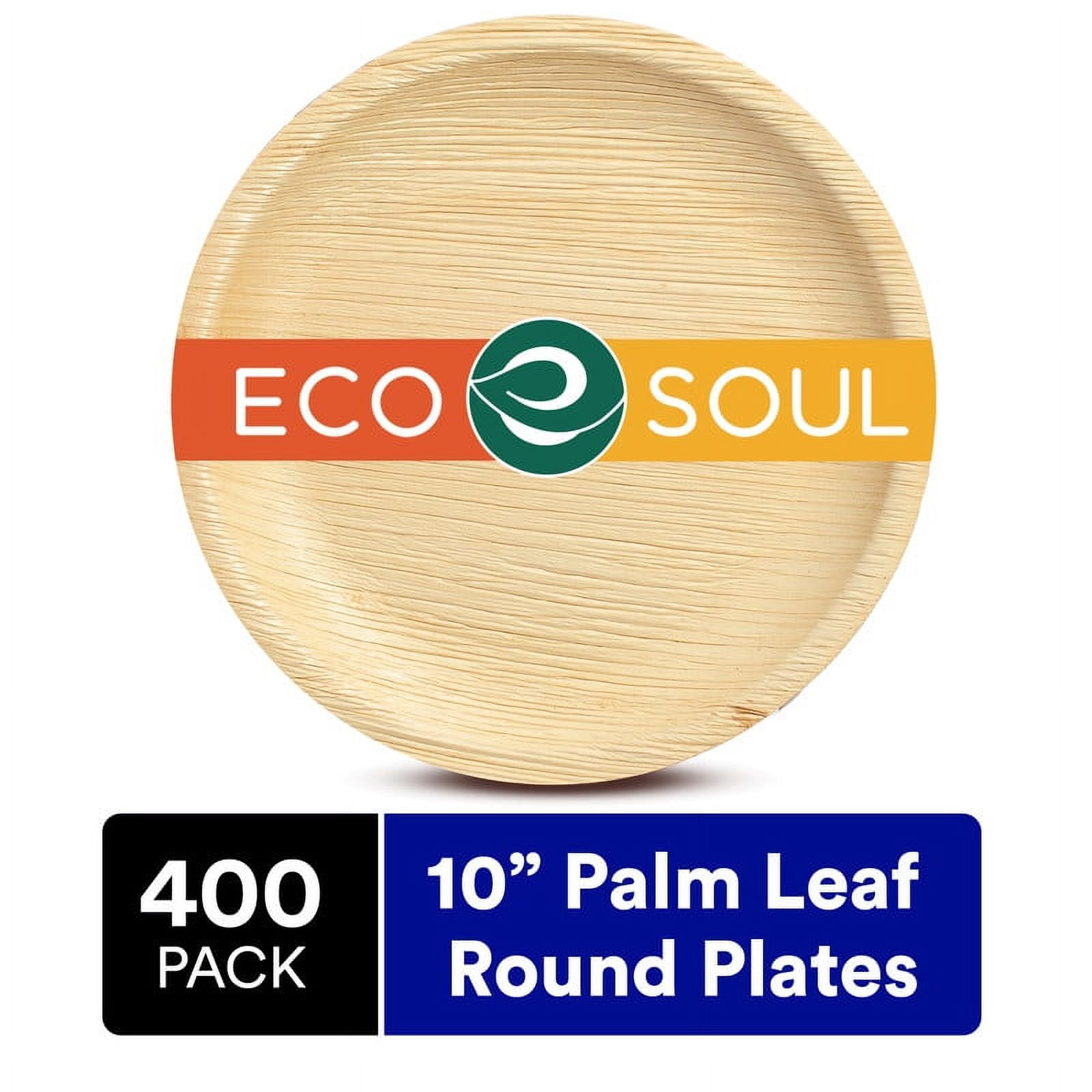 ECO SOUL 100% Compostable 10 Inch Bagasse Paper Plates, 50 Counts |  Heavy-Duty Disposable Plates | Eco-Friendly Made of Sugarcane  Fibers-Natural