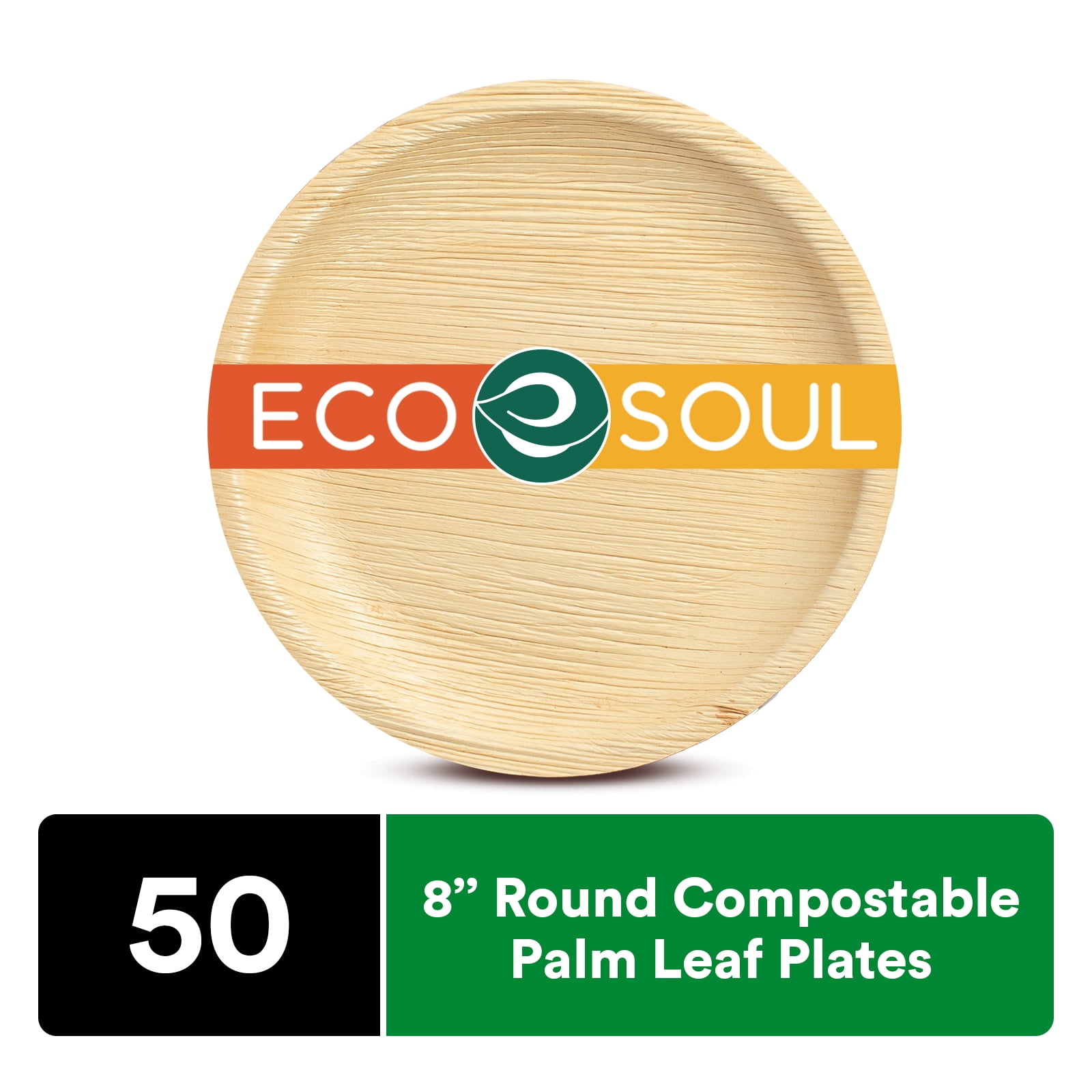 Eco Soul Compostable Inch Palm Leaf Round Plates Counts Heavy Duty Bamboo