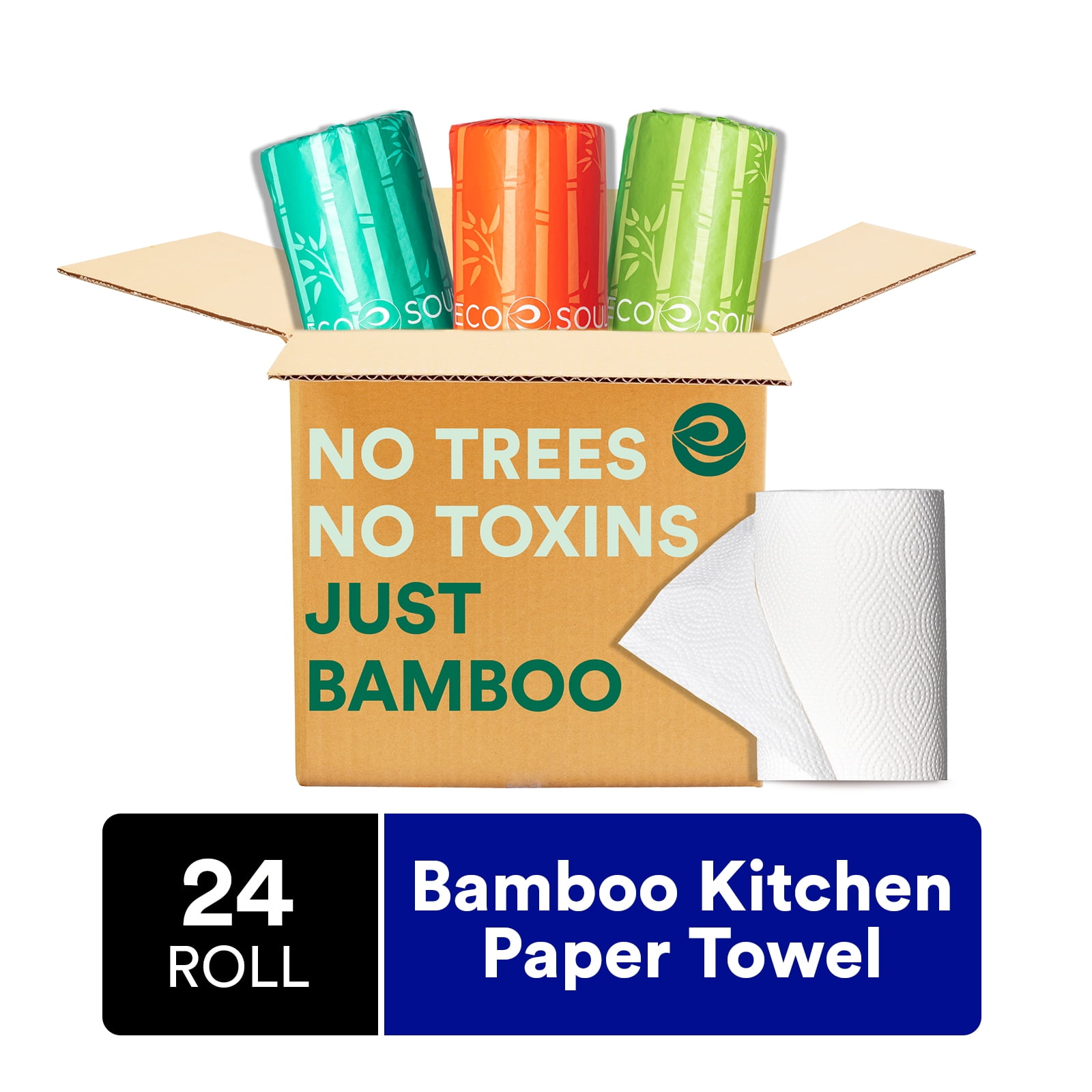 ECO SOUL 100 Compostable Bamboo Kitchen Paper Towel Set of 24 Rolls