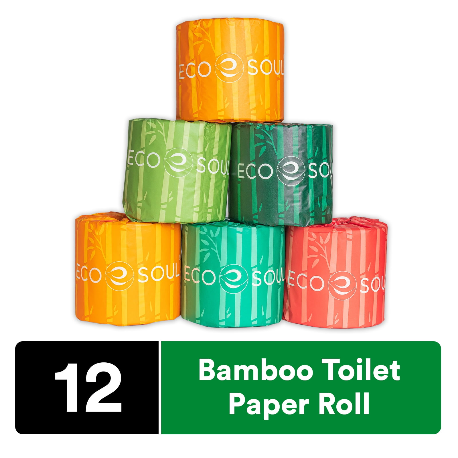 ECO SOUL 100 Compostable Bamboo Toilet Paper Set of 12 Rolls 3Ply