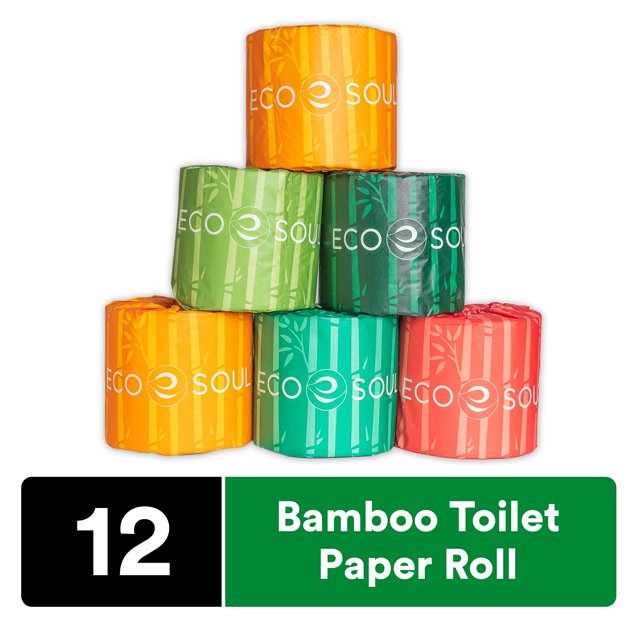 ECO SOUL 100 Compostable Bamboo Toilet Paper Set of 12 Rolls 3Ply