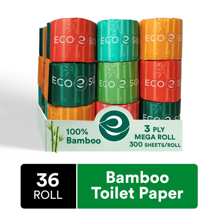 ECO SOUL Compostable Bamboo Toilet Paper, 36 Rolls, 3Ply, 300 