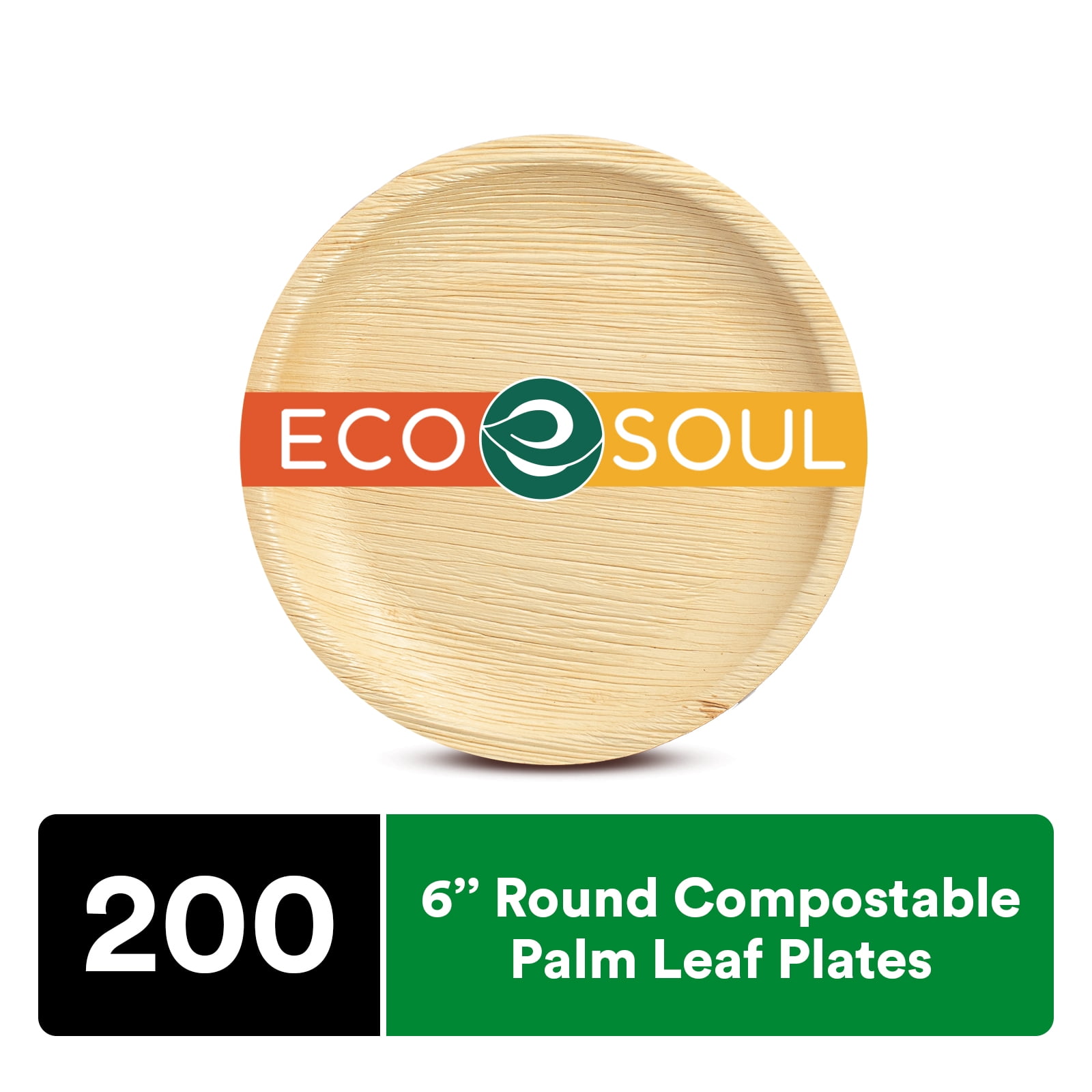 ECO SOUL 100 Compostable, Biodegradable, Disposable Palm Leaf Plates