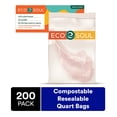 thumbnail image 1 of ECO SOUL 100% Compostable Quart Bags [200 Counts] Resealable Bags, Freezer Bags, Eco-friendly Zip Bags, Leakproof Bags, Biodegradable Bags for Food, 1 of 8