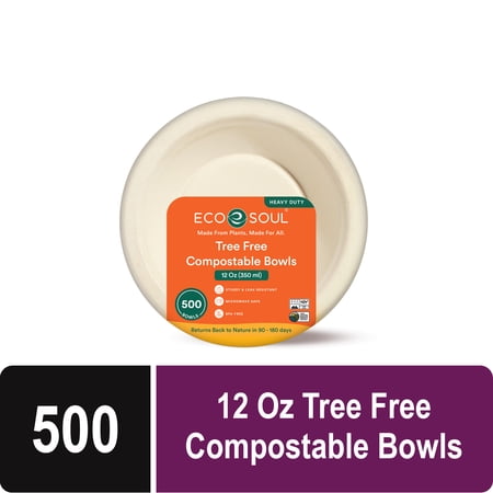 ECO SOUL Casual Heavy Duty 5 Oz Disposable Paper Bowls, Beige Solid Print, 500 Count