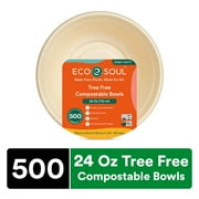 Eco Soul 24 Oz, 500-Count Compostable Disposable Paper Bowls