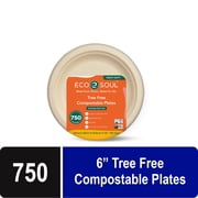 Eco Soul 6-Inch Round 750-Count Disposable Paper Plates, Heavy-Duty Eco-Friendly