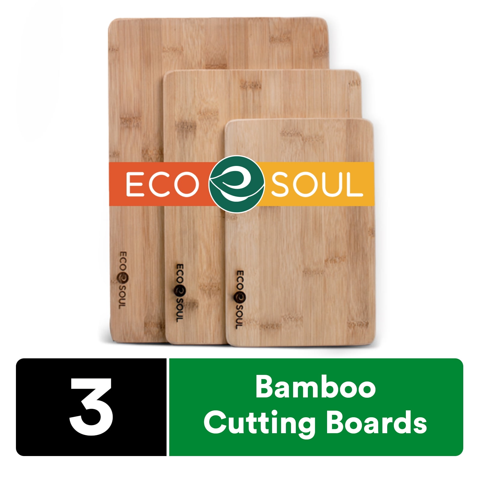 ECO SOUL Bamboo Cutting Board for Kitchen Chopping & Butcher Block NonSlip, Durable, USDA