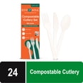 thumbnail image 1 of ECO SOUL Plant-Based Compostable Cutlery Set – Forks, Spoons, Knives – 24 Count, 1 of 7