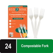 ECO SOUL Compostable Forks 24 Count, Plant-Based