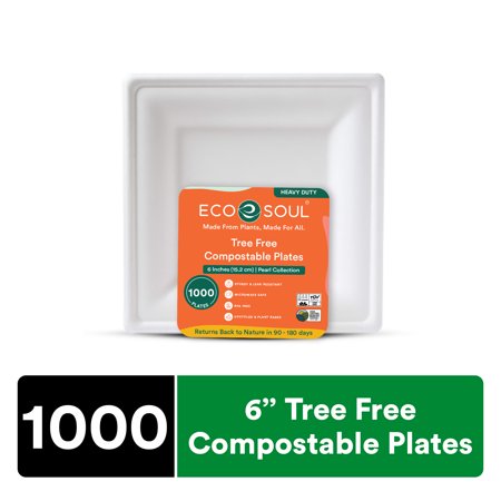 ECO SOUL Casual Heavy Duty 6-Inch Disposable Paper Plates, 1000 Count