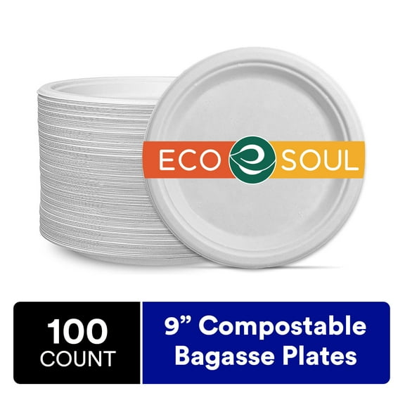 ECO SOUL 9 Inch Paper Plate 100 Count