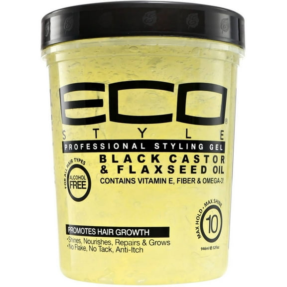 ECO Styler Black Castor & Flaxseed Oil Gel 32 oz - (Pack of 3)