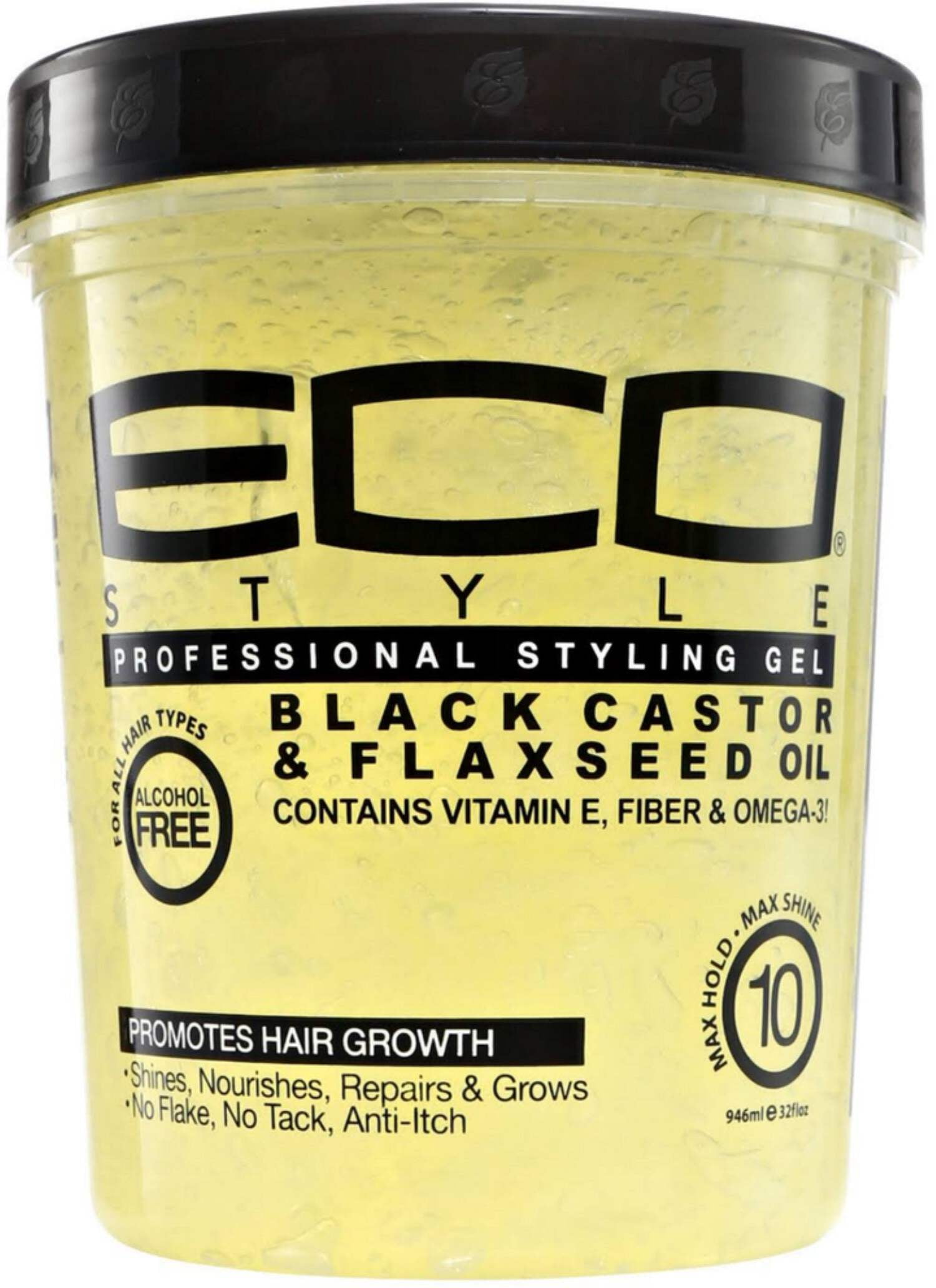 ECO Styler Black Castor & Flaxseed Oil Gel 8 oz - Hair Growth