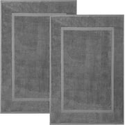 Bath Mat Floor Towel Set - Absorbent Cotton Hotel Spa Shower/Bathtub Mats [Not a Bathroom Rug] 22"x34" Pack of 2