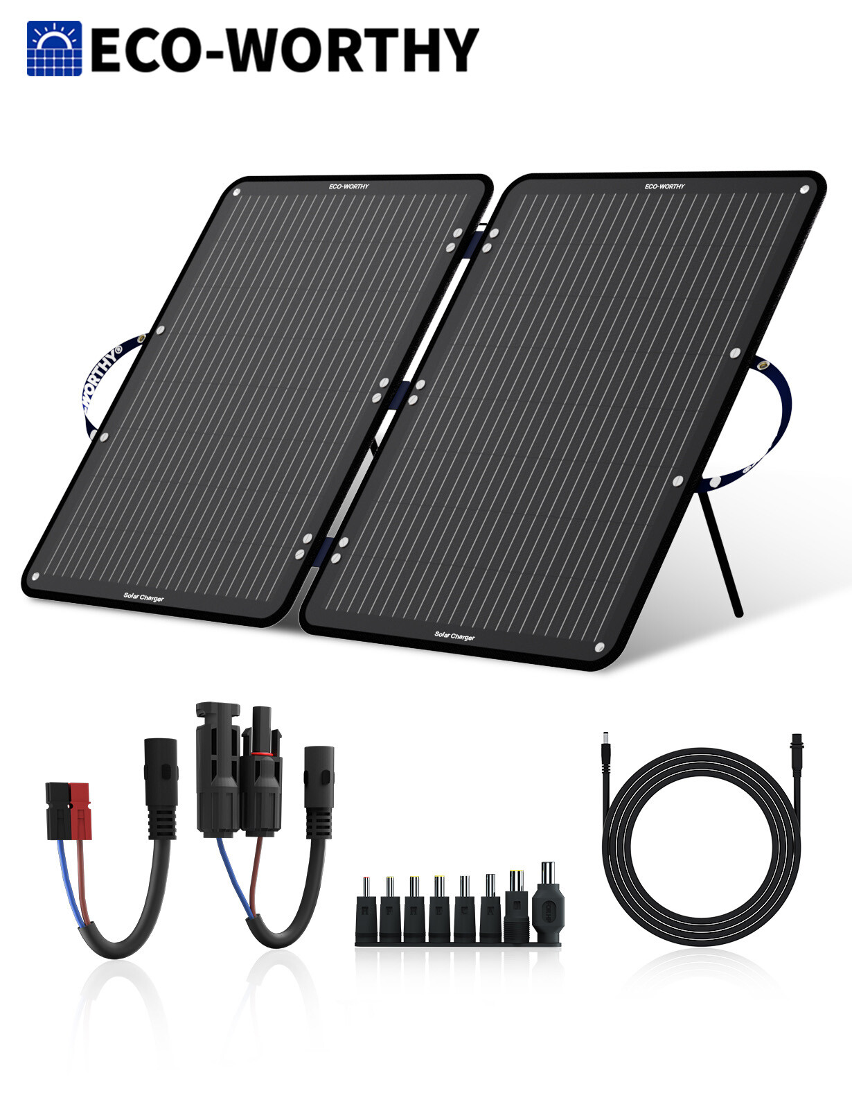 ECO-WORTHY 100W Foldable Off Grid Solar Panel with Kickstand For Camping