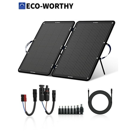 ECO-WORTHY 100W Foldable Off Grid Solar Panel with Kickstand For Camping