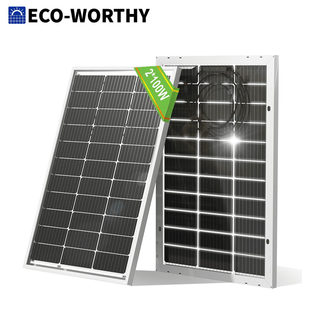 ECO-WORTHY 2Pack Bifacial 100W Watt Solar Panel Mono 12V/24V for Sunshed RV
