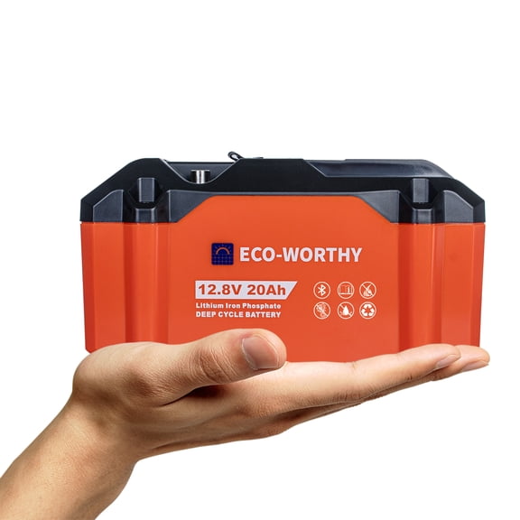 ECO-WORTHY Portable 12V Lithium Battery, 20Ah LiFePO4 Deep Cycle Rechargeable Battery, Built-in BMS, 4000+ Cycles,Perfect for Outdoor Camping Fishing RV Marine Trolling Motor Fishfinder