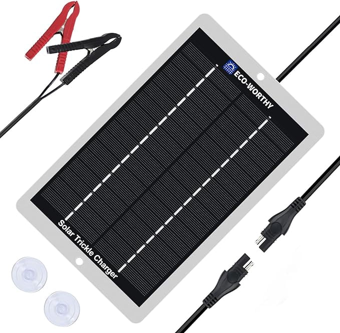 ECO-WORTHY Solar Battery Charger 12 Volt Waterproof Portable Power Solar Panel Solar Trickle Car Battery Charger Maintainer for Car Truck Boat RV Motorcycle Marine Trailer BatteryPlug and Play