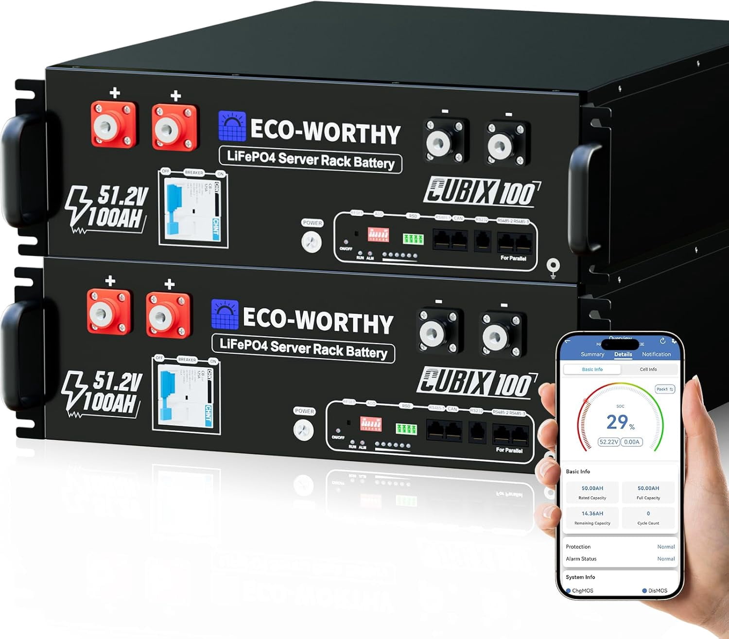 ECO-Worthy (Cubix 100) 48V 200Ah LiFePO4 Lithium Battery (2 Pack 48V ...