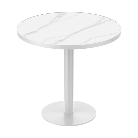 ECOBUY 31.5" Round Modern Tulip Dining Table, White Sintered Stone Top with Faux Marble Print, Stainless Steel Pedestal Base, Scratch & Water Resistant for Indoor/Outdoor Use