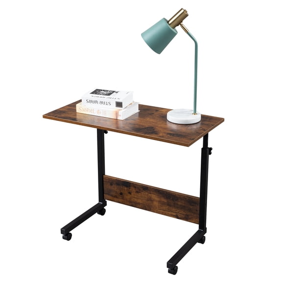 ECOBUY End Table with Locking Wheels, Adjustable Height Rolling Side Table, Standard Color Chipboard, 30LBS Capacity