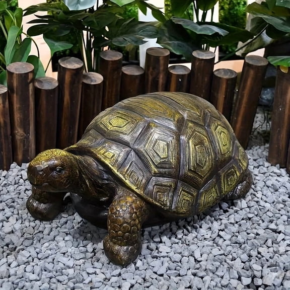 ECOBUY Large 3D Turtle Statue Realistic Resin Garden Sculpture Intricate Shell Design Brown 21.2 Inch