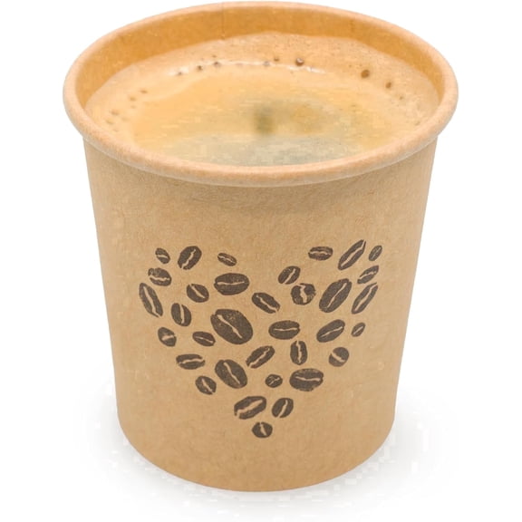 ECODESIGN-US 100 Pack Disposable Coffee Cups - 4 Oz Espresso - Kraft Unbleached Paper Cups for Home Office or Party