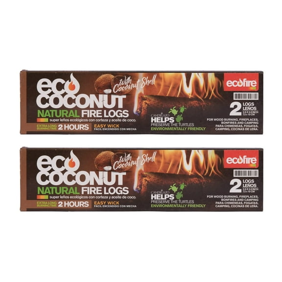 ECOFIRE Coconut FIRELOG Box with 2 LOGS -40.21OZ Pack of 2