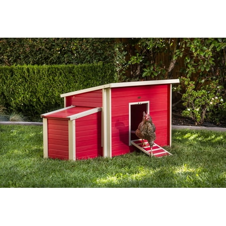 New Age Pet® ECOFLEX® Red Fontana Chicken Barn, Eco-Friendly and Non-Toxic Urban Coop for 2-3 Chickens, Easy Assembly, with Nesting Box and Roosting Bars, Moisture and Odor Resistant