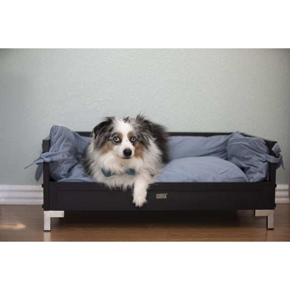 ECOFLEX® Manhattan Elevated Dog Bed, Memory Foam Cushion, Durable Composite Frame, Stainless Steel Legs & Spindles, Removable Cover, Espresso Black, Pets Up to 110 lbs.
