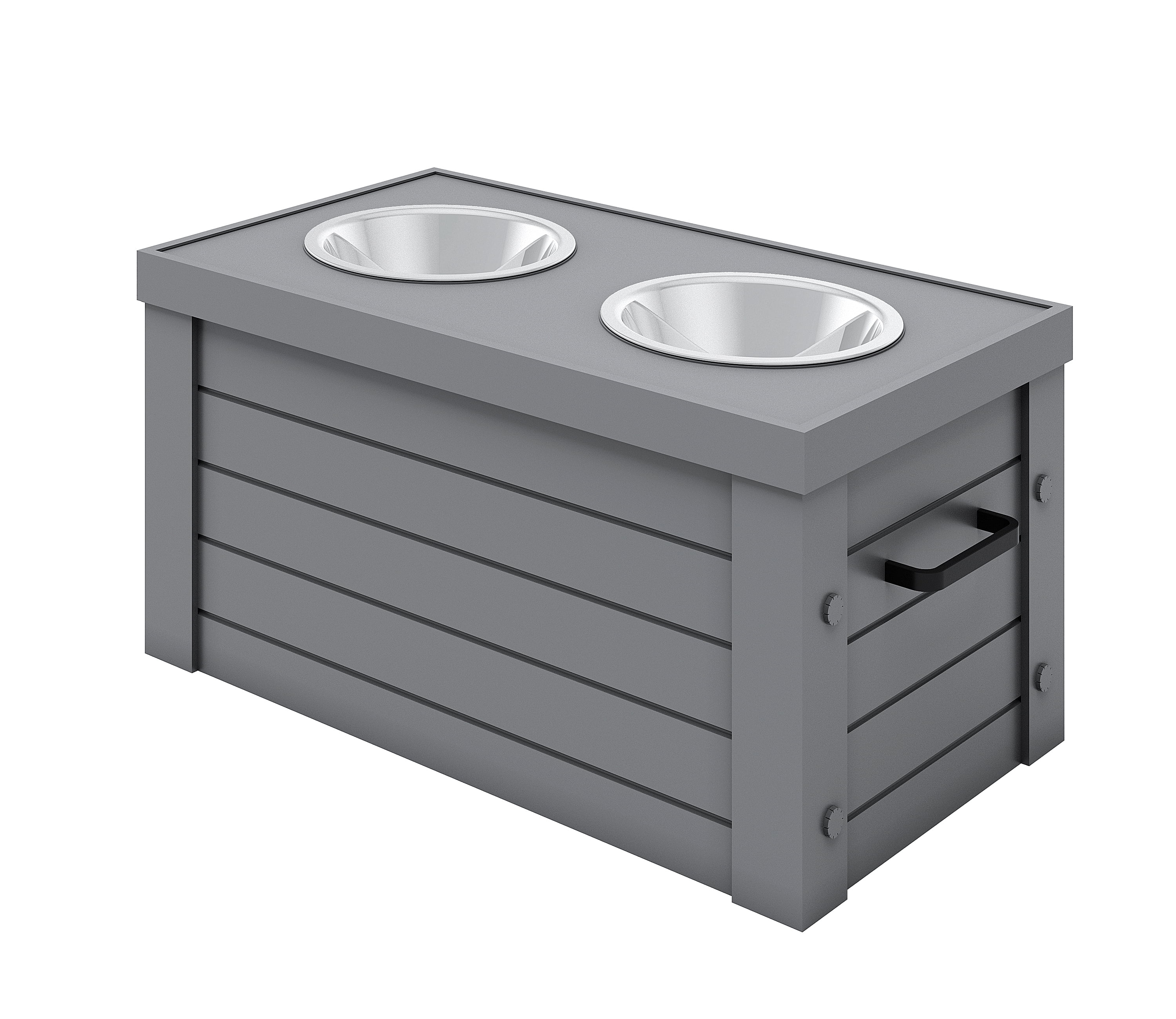 ECOFLEX® Piedmont Elevated Dog Feeder, Two 24 oz. Bowls, Removable Lid Storage, Small to Medium Size Dogs